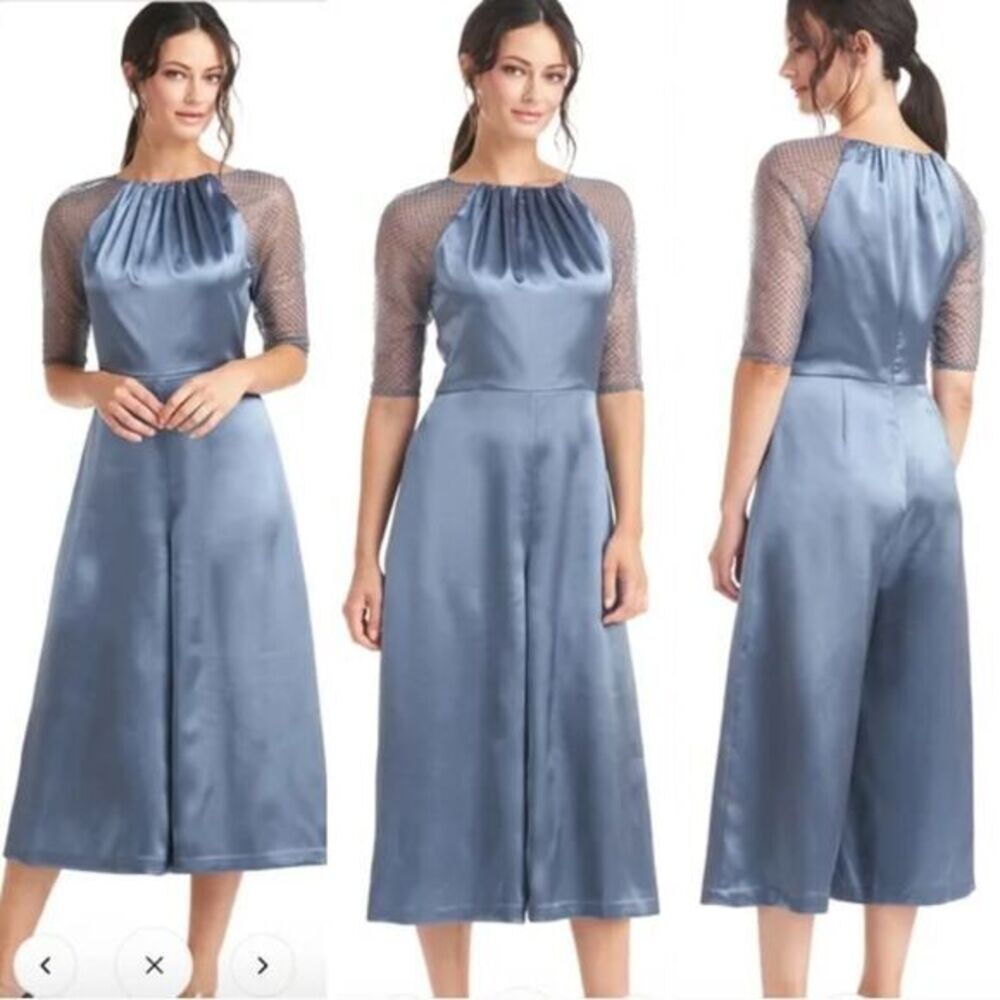 JS COLLECTIONS Leila Raglan Sleeve Jumpsuit Size 4 Aegean Blue‎